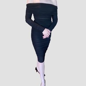 House of CB rouched bodycon black dress in XS (perfect condition)